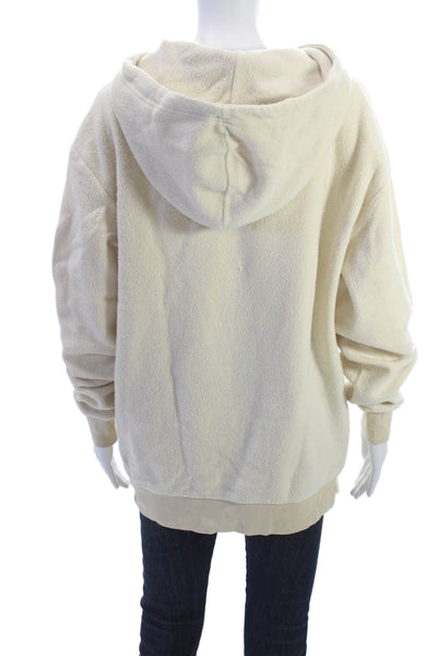 feat Women Pullover Hoodies Beige Drawstring Long Sleeve Size M