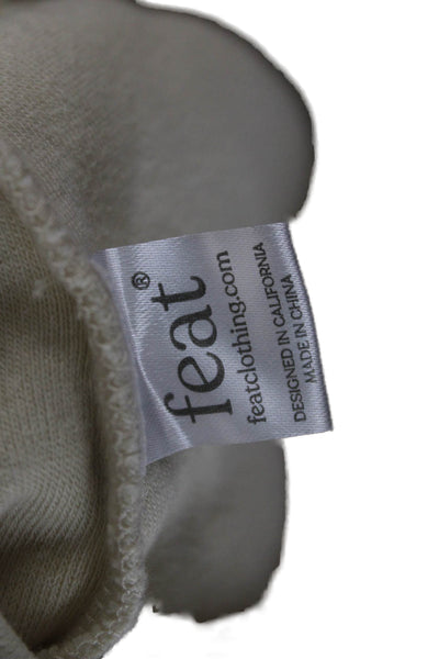 feat Women Pullover Hoodies Beige Drawstring Long Sleeve Size M