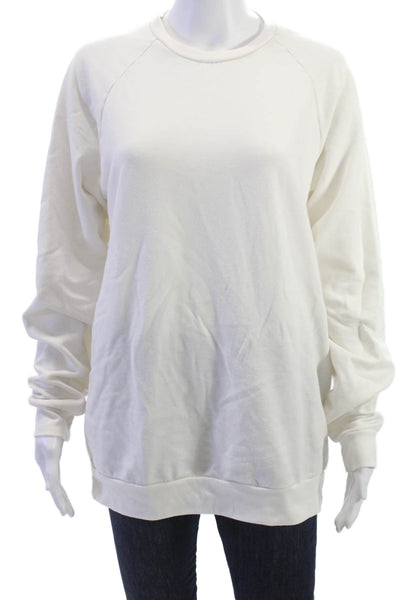 Mitchell Evan Women Pullover Sweatshirt White Crew Neck Long Sleeve Size S