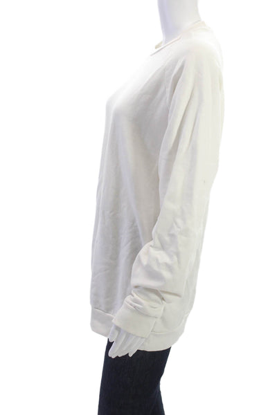 Mitchell Evan Women Pullover Sweatshirt White Crew Neck Long Sleeve Size S