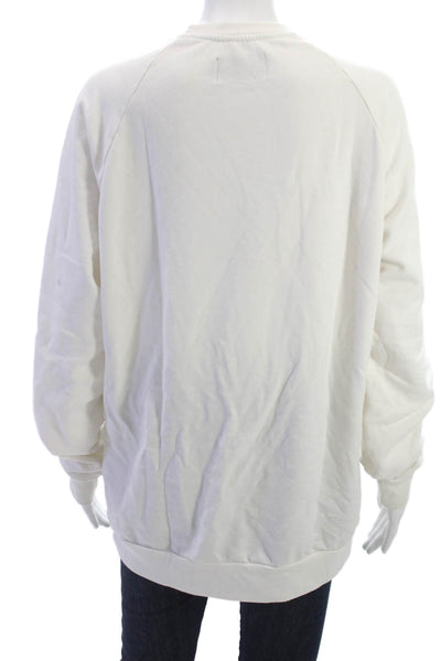 Mitchell Evan Women Pullover Sweatshirt White Crew Neck Long Sleeve Size S
