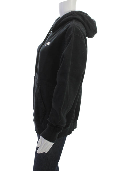 Nike Womens Pullover Hoodie Sweatshirt Black Drawstring Long Sleeve Size M