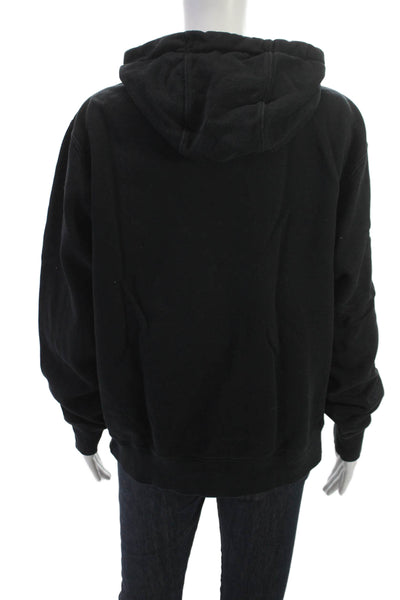 Nike Womens Pullover Hoodie Sweatshirt Black Drawstring Long Sleeve Size M