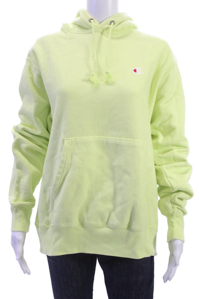 Champion Unisex Pullover Hoodie Yellow College 82% Cotton 18% Polyester Size M