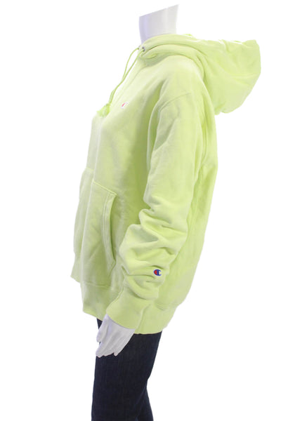 Champion Unisex Pullover Hoodie Yellow College 82% Cotton 18% Polyester Size M