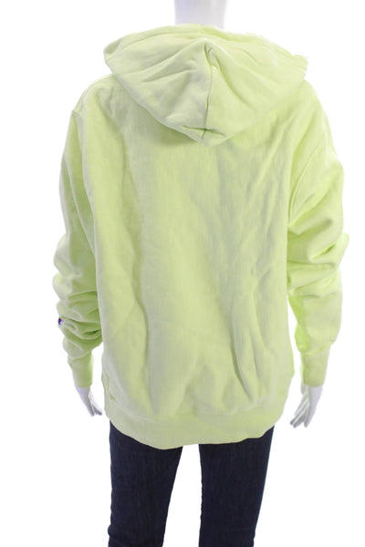 Champion Unisex Pullover Hoodie Yellow College 82% Cotton 18% Polyester Size M