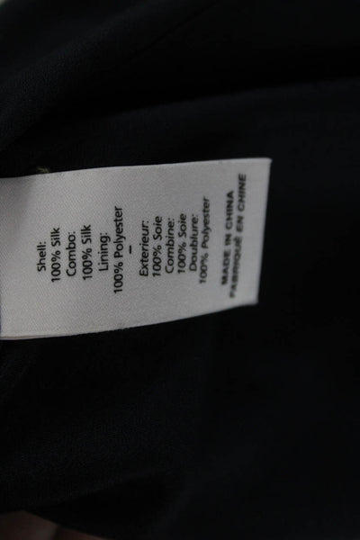 Cinq A Sept Women Black Silk Wrap Dress Short Sleeve V-Neck Size 2