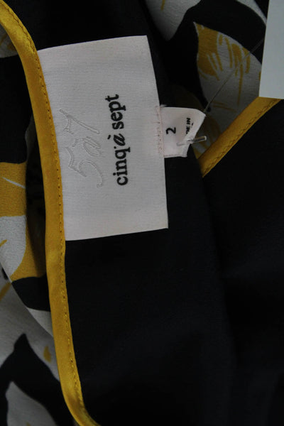 Cinq A Sept Women Black Silk Wrap Dress Short Sleeve V-Neck Size 2