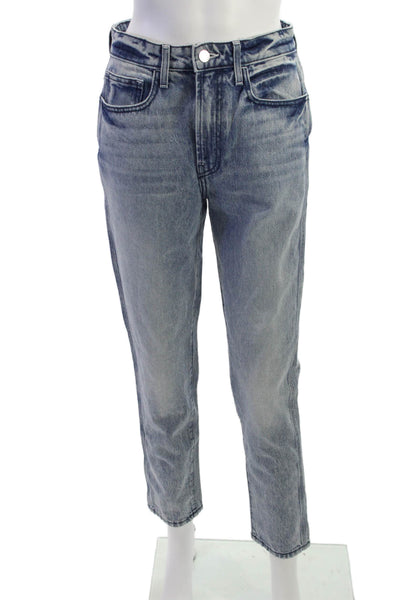 Jordache Womens Cropped Straight Jeans Light Blue 100% Cotton High Rise Size 26