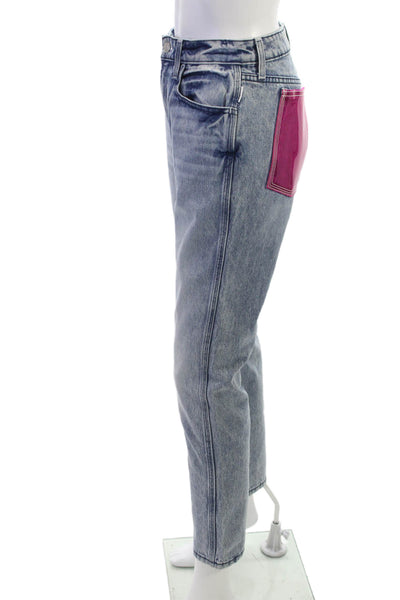 Jordache Womens Cropped Straight Jeans Light Blue 100% Cotton High Rise Size 26