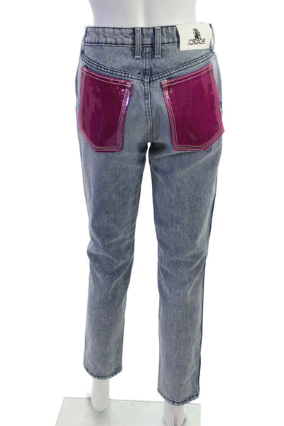 Jordache Womens Cropped Straight Jeans Light Blue 100% Cotton High Rise Size 26
