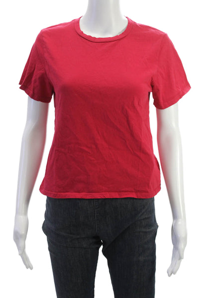 Kirna Zabete Womens Basic Cotton Crew Neck Red Short Sleeve T-Shirt Size L