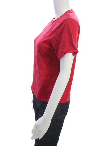 Kirna Zabete Womens Basic Cotton Crew Neck Red Short Sleeve T-Shirt Size L