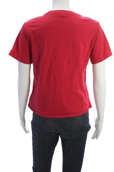 Kirna Zabete Womens Basic Cotton Crew Neck Red Short Sleeve T-Shirt Size L