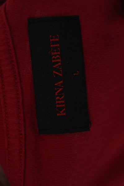 Kirna Zabete Womens Basic Cotton Crew Neck Red Short Sleeve T-Shirt Size L