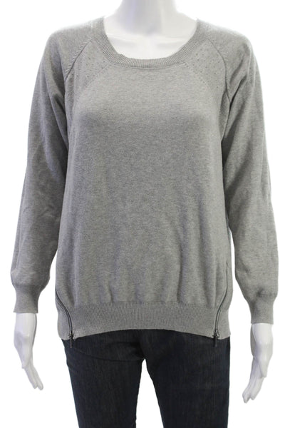 Tribal Unisex Pullover Gray Cotton Crewneck Zip Sweater Size M