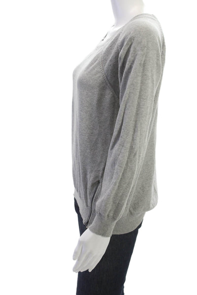 Tribal Unisex Pullover Gray Cotton Crewneck Zip Sweater Size M