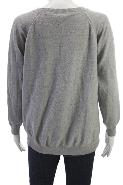 Tribal Unisex Pullover Gray Cotton Crewneck Zip Sweater Size M