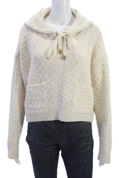 Zara Womens Beige Pullover Hoodie Drawstring Long Sleeve Size S