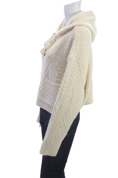Zara Womens Beige Pullover Hoodie Drawstring Long Sleeve Size S