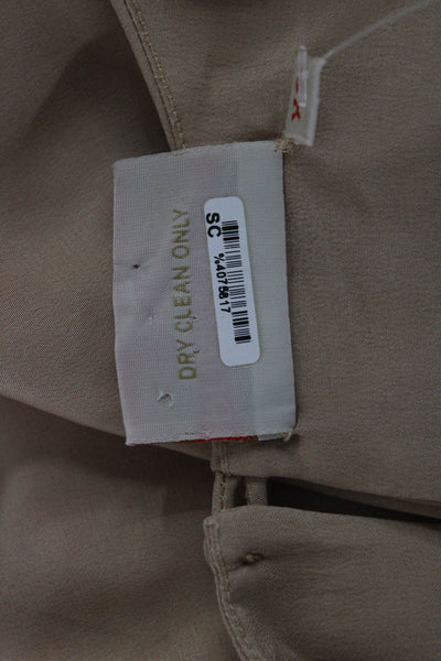Rungolee Women Shift Mini Dress Beige Polyester Round Neck Short Sleeve Size XS