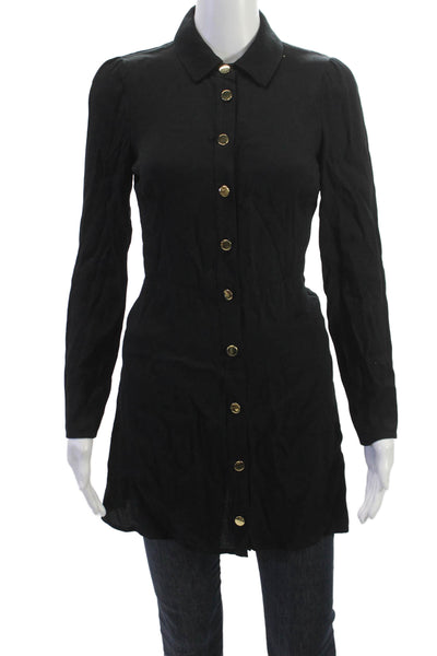 Reformation Women Tunic Button Up Black Collared Long Sleeve Size 0