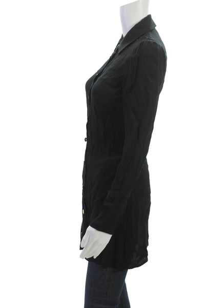 Reformation Women Tunic Button Up Black Collared Long Sleeve Size 0