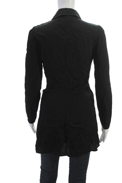 Reformation Women Tunic Button Up Black Collared Long Sleeve Size 0
