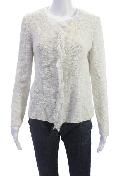 Amina Rubinacci Unisex Cardigan Beige Cotton Modal Round Neck Size 44
