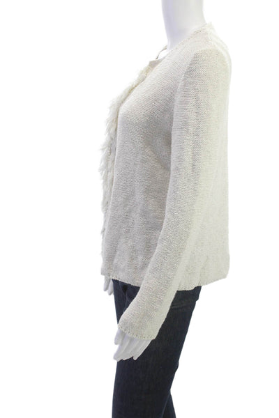 Amina Rubinacci Unisex Cardigan Beige Cotton Modal Round Neck Size 44