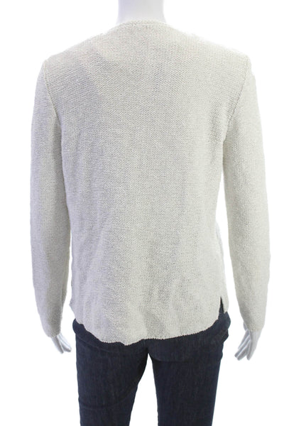 Amina Rubinacci Unisex Cardigan Beige Cotton Modal Round Neck Size 44