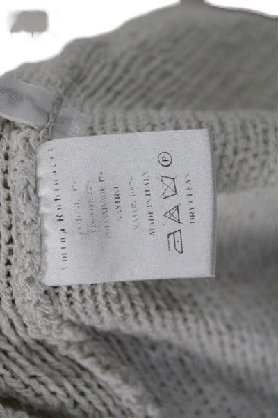 Amina Rubinacci Unisex Cardigan Beige Cotton Modal Round Neck Size 44