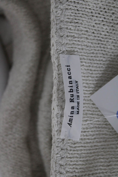 Amina Rubinacci Unisex Cardigan Beige Cotton Modal Round Neck Size 44
