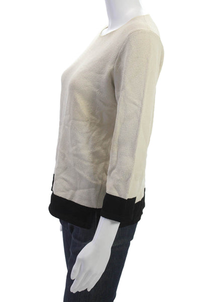 Sportsworks Studio Womens Basic Top Beige Button Viscose 3/4 Sleeve Size M