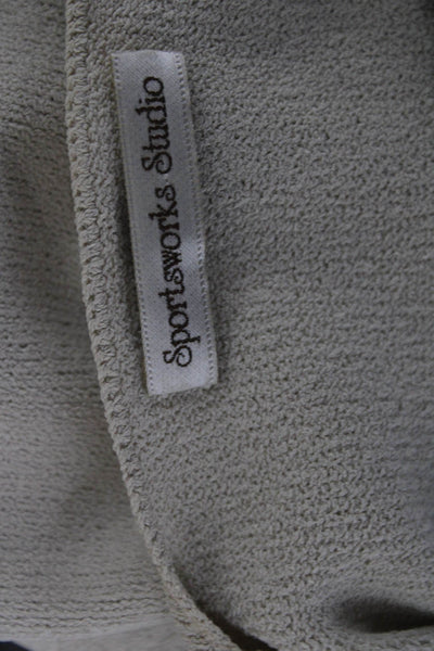 Sportsworks Studio Womens Basic Top Beige Button Viscose 3/4 Sleeve Size M
