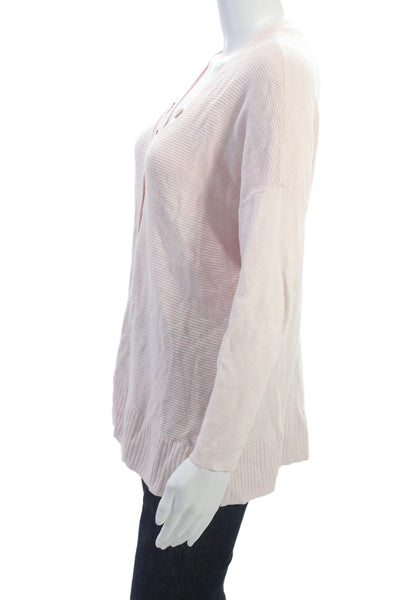 Lilla P Women V Neck Button Long Sleeve Cardigan Pink Size M