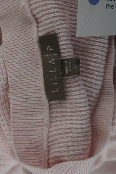 Lilla P Women V Neck Button Long Sleeve Cardigan Pink Size M