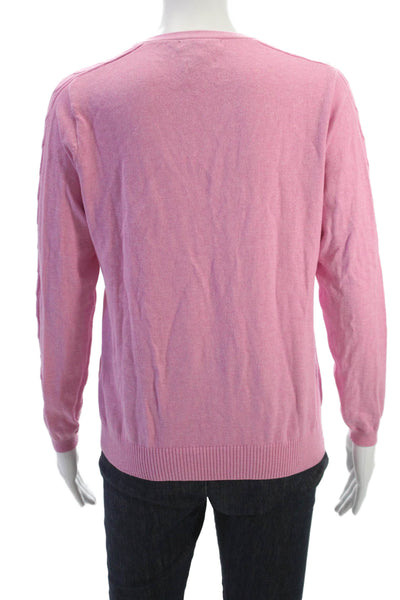Peter Millar Women Pullover Sweater Pink V-Neck Long Sleeve 95% Cotton Size M