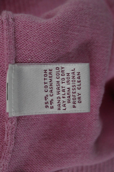 Peter Millar Women Pullover Sweater Pink V-Neck Long Sleeve 95% Cotton Size M
