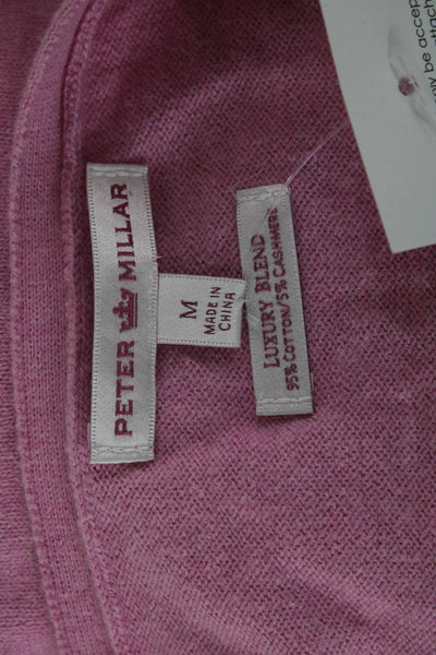 Peter Millar Women Pullover Sweater Pink V-Neck Long Sleeve 95% Cotton Size M
