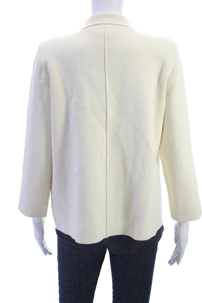 Metric Knits Womens Beige Collared Button 3/4 Sleeve Blazer Size M