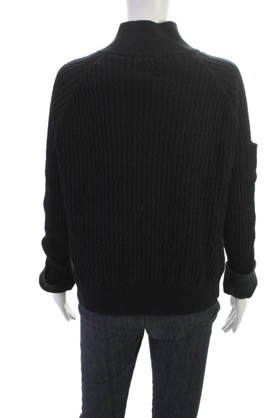 Birdy & Grace Women Cardigan Full Zip Black 100% Cotton Mock Neck Size L