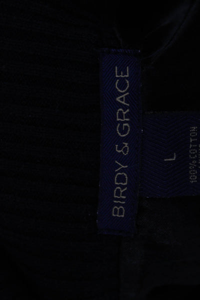 Birdy & Grace Women Cardigan Full Zip Black 100% Cotton Mock Neck Size L