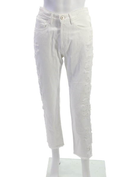 3x1 NYC Women Cropped Straight Jeans White High Rise 100% Cotton Size 25
