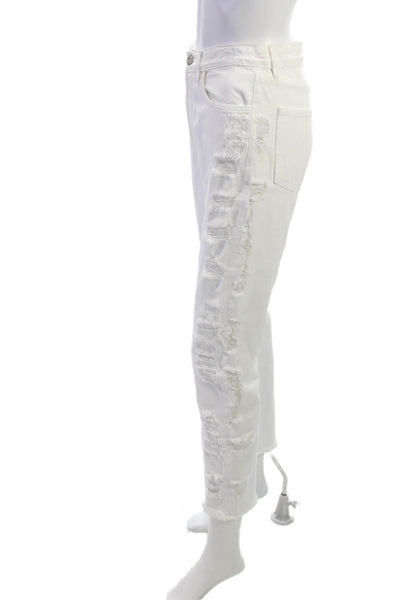 3x1 NYC Women Cropped Straight Jeans White High Rise 100% Cotton Size 25