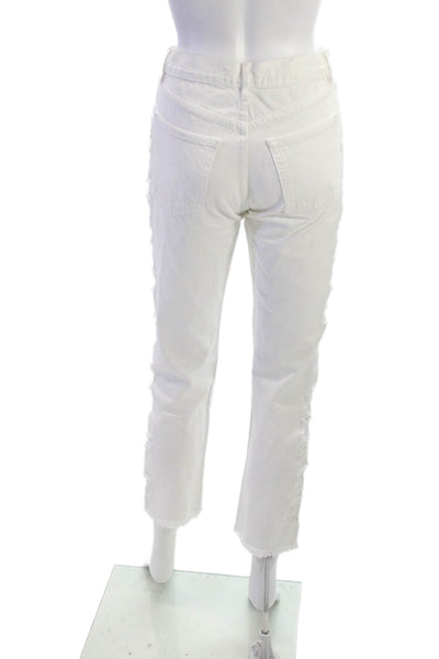 3x1 NYC Women Cropped Straight Jeans White High Rise 100% Cotton Size 25