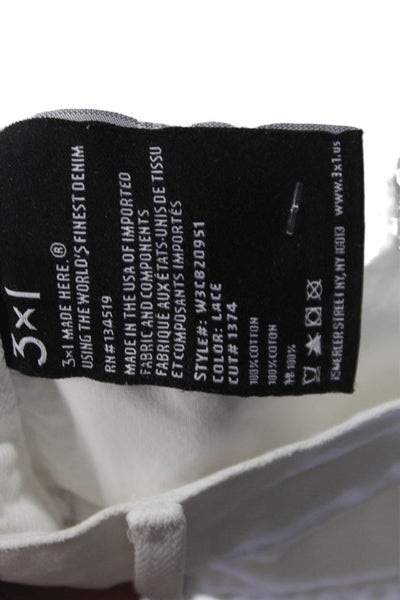 3x1 NYC Women Cropped Straight Jeans White High Rise 100% Cotton Size 25