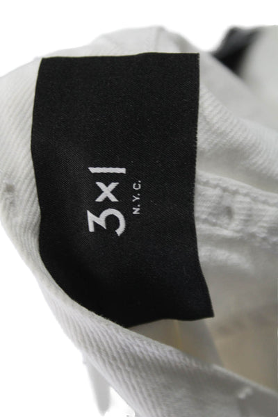 3x1 NYC Women Cropped Straight Jeans White High Rise 100% Cotton Size 25
