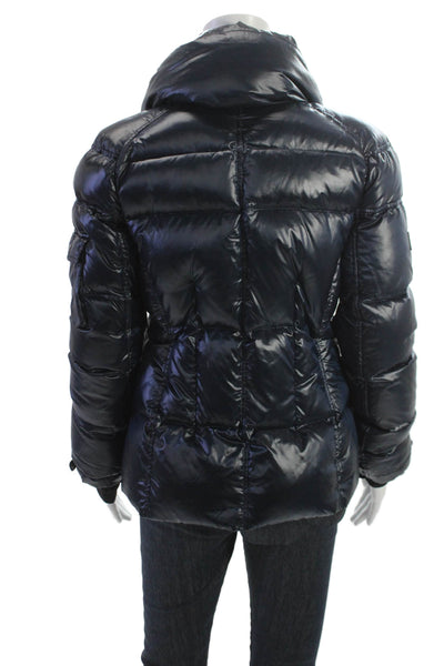 SAM. Womens Puffer Quilted Jacket Black Zip High Neck Long Sleeve Size M