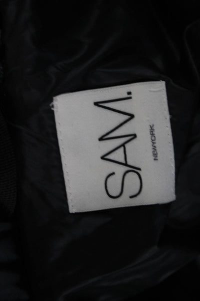 SAM. Womens Puffer Quilted Jacket Black Zip High Neck Long Sleeve Size M